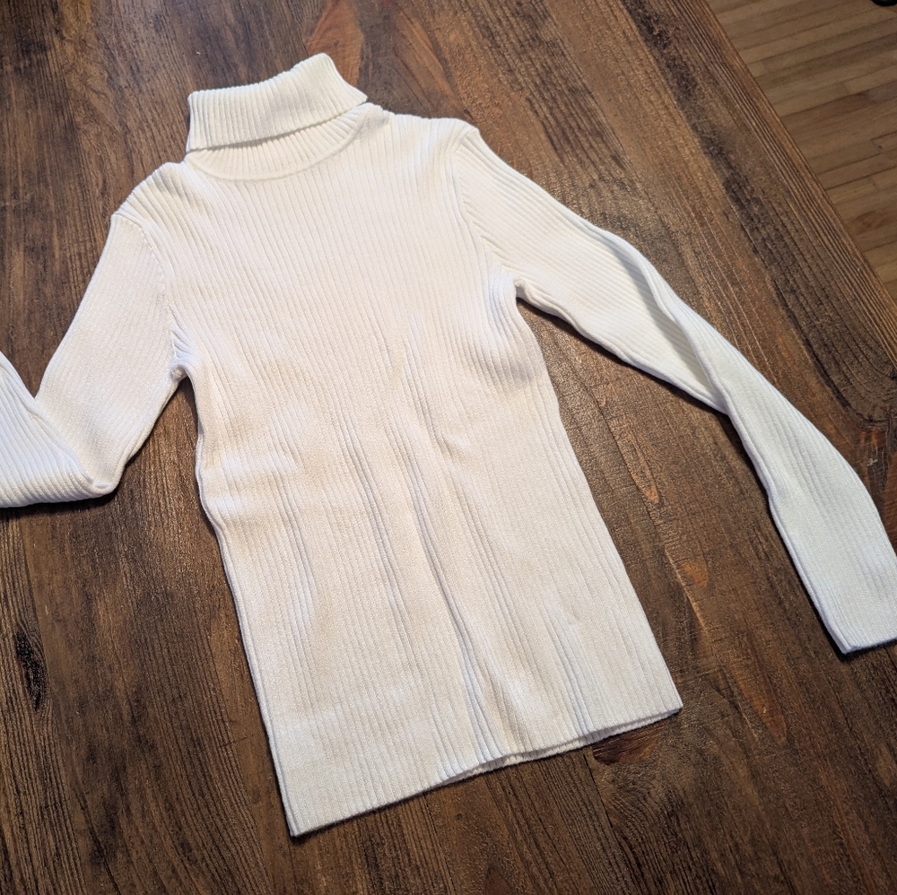 M Soft Thick Stretch TurtleNeck Creme White Sweater